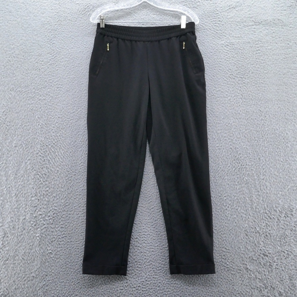 Chicos Womens Size 0 US‎ 4 Black Elastic Waist Tapered Cuffed Ankle Pants
